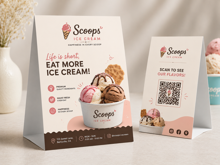 Custom Table Tent Cards | Foldable Display Cards for Restaurants &amp; Events