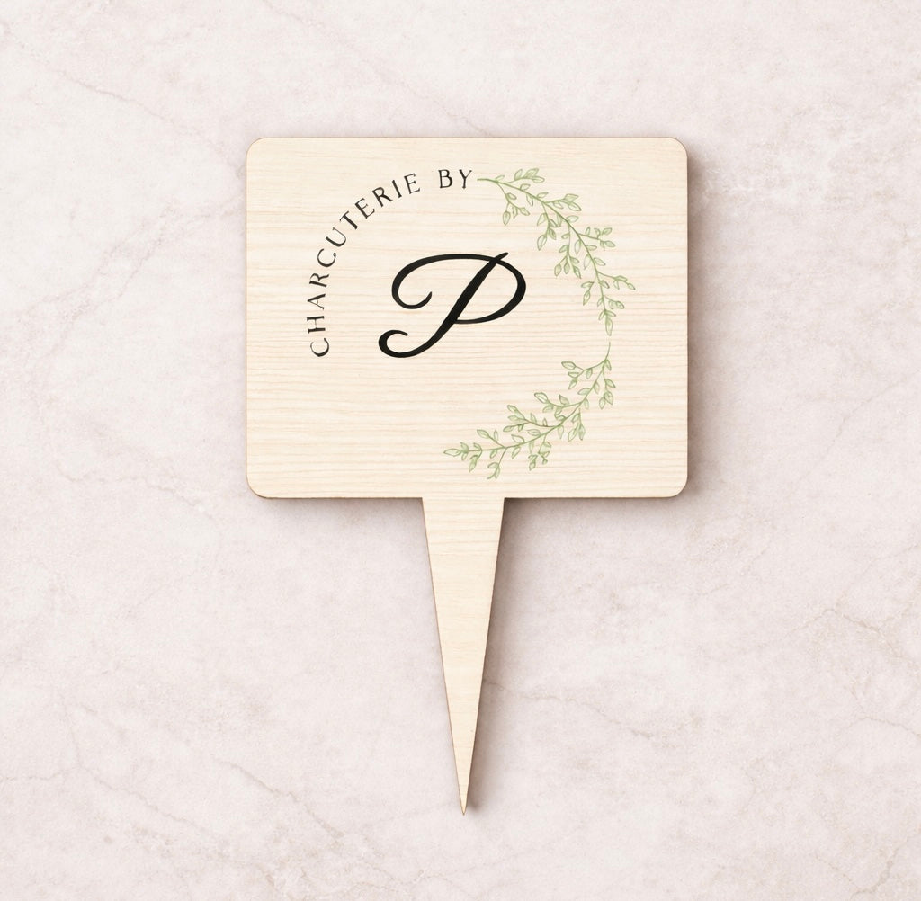 Custom Charcuterie Picks | Branded Wooden &amp; Acrylic Cheese Pick Tags