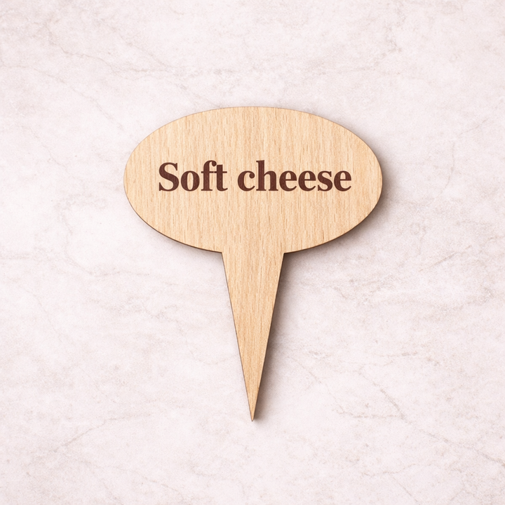 Custom Charcuterie Picks | Branded Wooden &amp; Acrylic Cheese Pick Tags