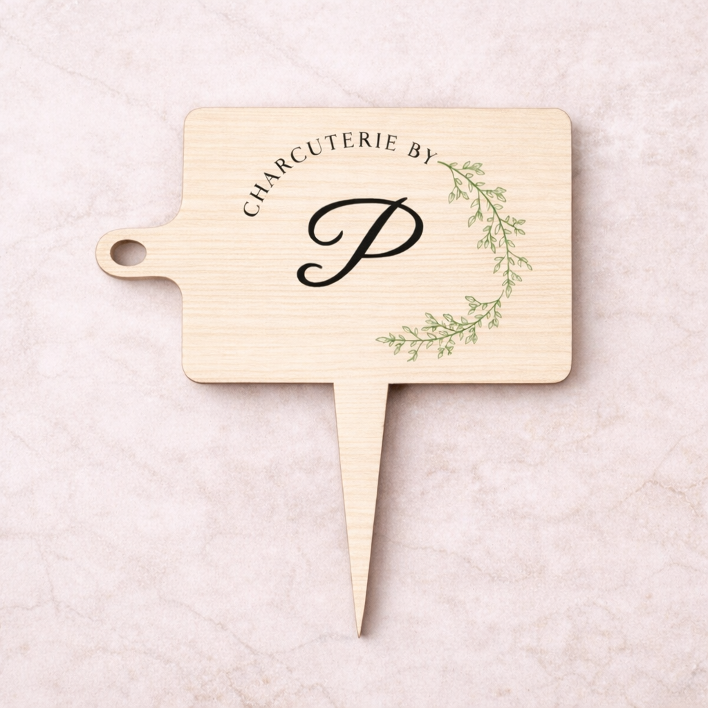 Custom Charcuterie Picks | Branded Wooden &amp; Acrylic Cheese Pick Tags
