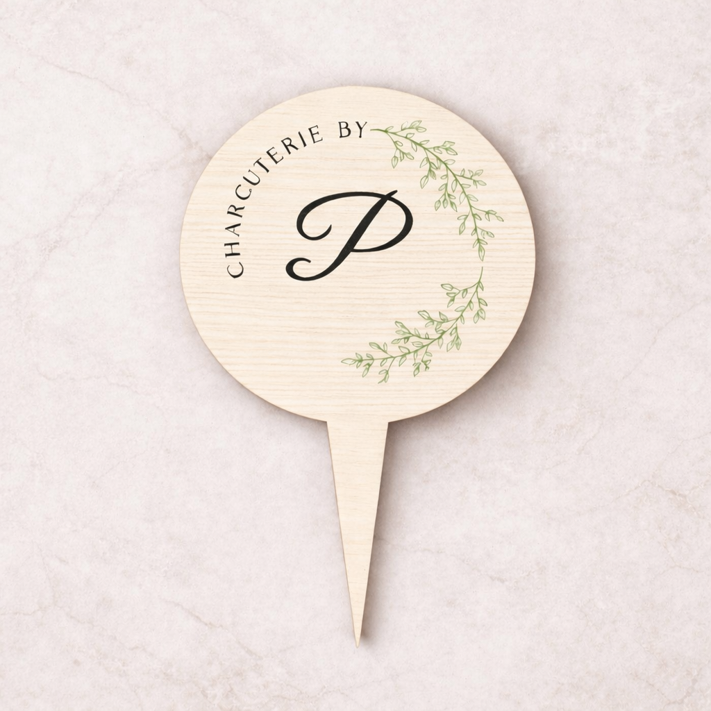 Custom Charcuterie Picks | Branded Wooden &amp; Acrylic Cheese Pick Tags