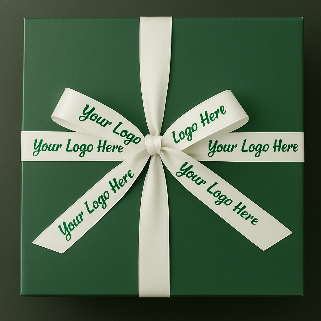 Custom Logo Ribbon | Personalized Satin Ribbon for Gift &amp; Brand Packaging