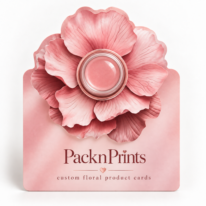 Custom Floral Product Display Cards | Die-Cut Packaging Cards with Center Hole