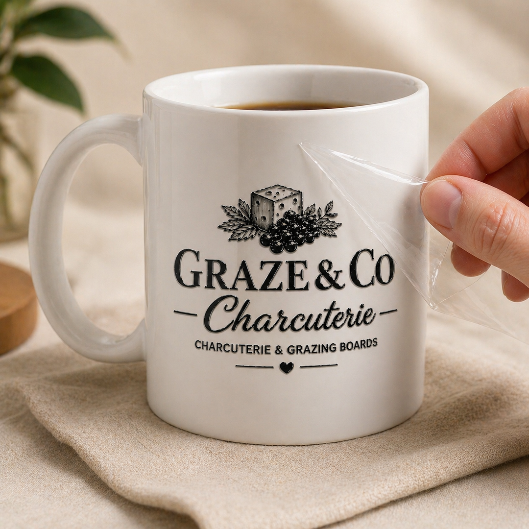 White mug with &