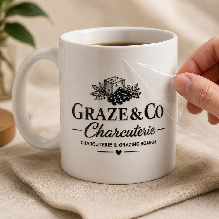 White mug with &