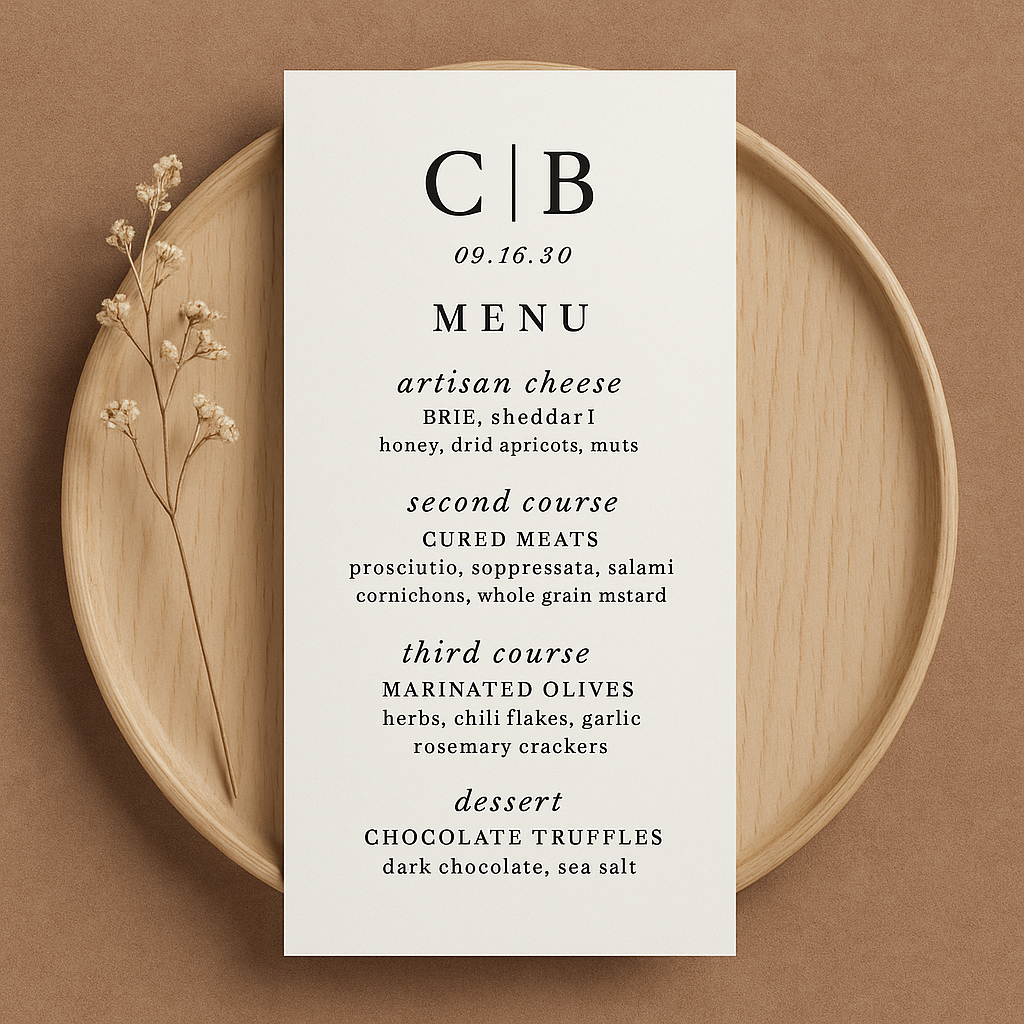 Custom Menu Cards | Printed Restaurant, Café &amp; Event Menus